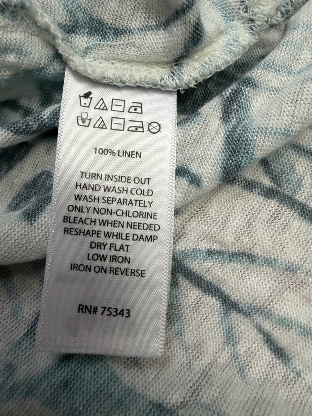 Tahari Light Blue and White Leaf-Print 100% Linen Top- Size 1X - Picture 8 of 8